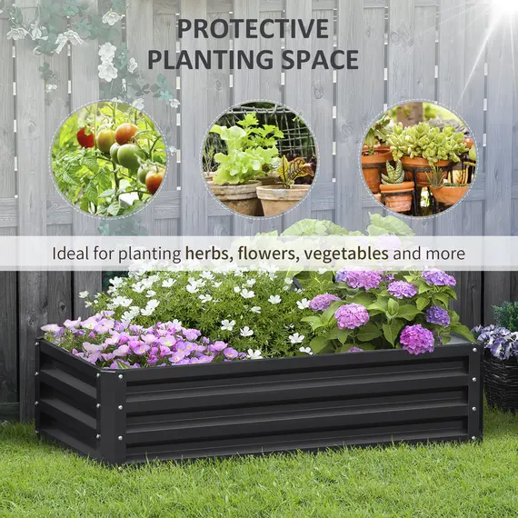 Buy Raised Beds for Garden, Galvanized Outdoor Planters, for Herbs and Vegetables, Use for Patio, Backyard, Balcony, Grey, 6 image