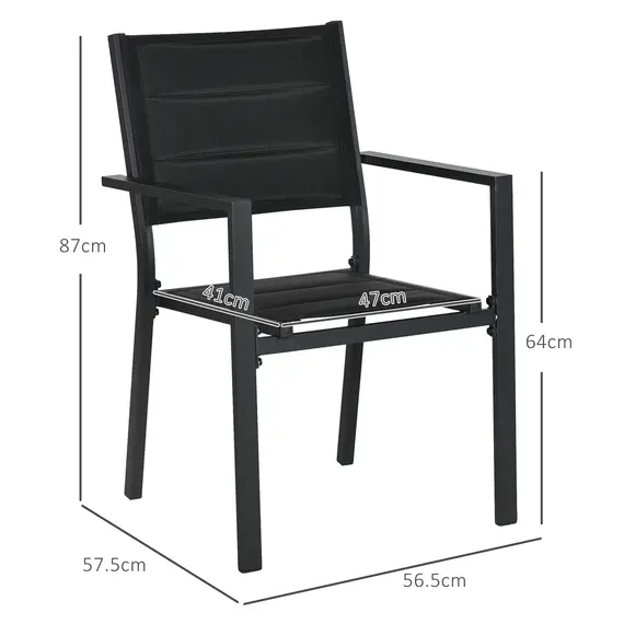Buy Set of Two Aluminium Stacking Garden Chairs - Black, 3 image