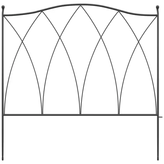 Buy Set of Five 61.5cm Decorative Metal Fence Panels - Black, 8 image