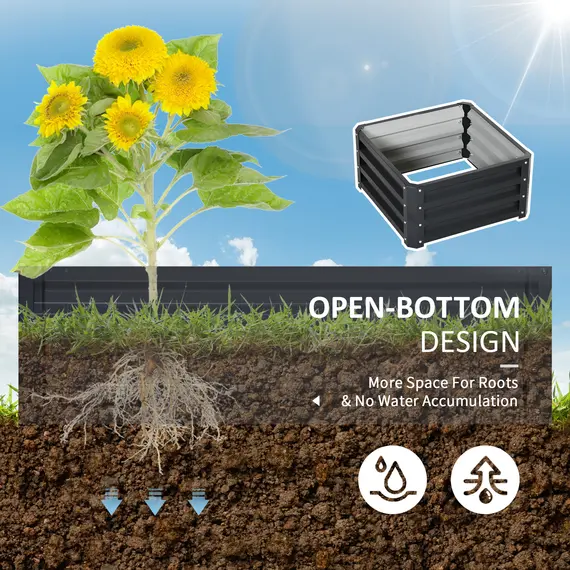 Buy Set of Two 60 x 60cm Steel Planter Boxes - Grey, 6 image