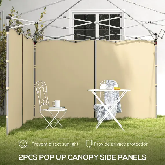 Buy Set of Two 3 x 3(m) Replacement Zipped Gazebo Walls - Beige, 4 image
