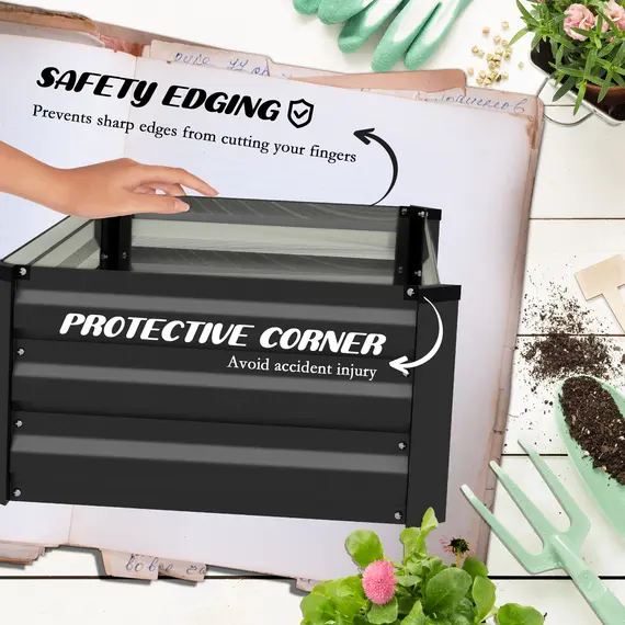 Buy Set of Two 60 x 100cm Galvanised Steel Planters, Grey, 6 image