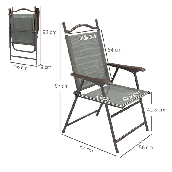 Buy Set of Two Folding Garden Chairs, with Fabric Mesh Seats - Dark Grey, 3 image