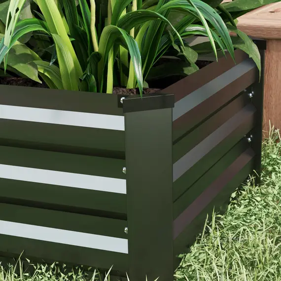 Buy Set of Two 60 x 100cm Galvanised Steel Planters, Grey, 9 image