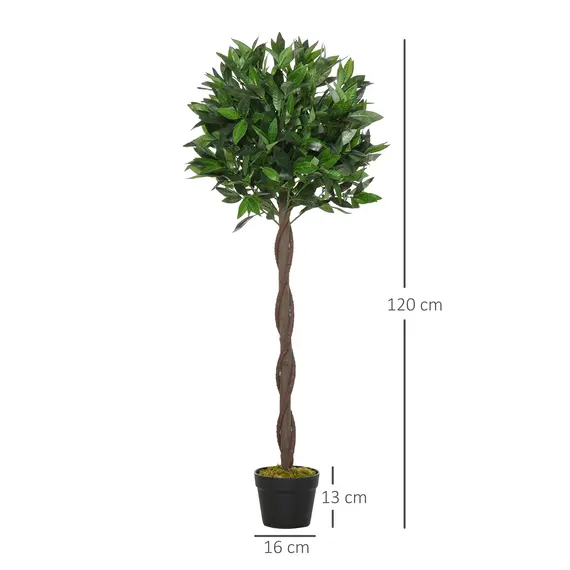 Buy Set Of 2 120cm/4FT Artificial Bay Laurel Topiary Trees w/ Pot Fake Indoor Outdoor Greenery Plant Home Office Garden Decor Green, 3 image