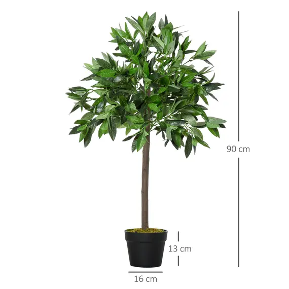 Buy Set Of 2 90cm/3FT Artificial Bay Laurel Topiary Trees w/ Pot Fake Indoor Outdoor Greenery Plant Home Office Garden Decor Green, 3 image