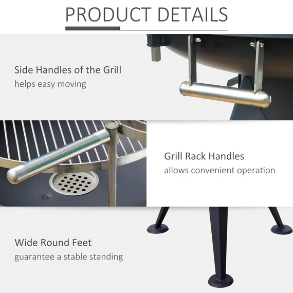 Buy Round BBQ Grill W/Cutting Board-Black, 7 image