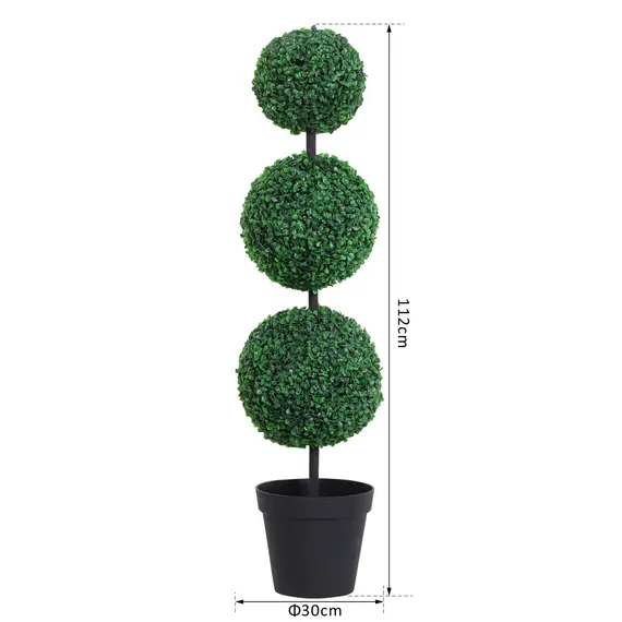 Buy Set of 2 Artificial Boxwood Ball Topiary Trees Potted Decorative Plant Outdoor and Indoor DÃ©cor (112cm), 3 image