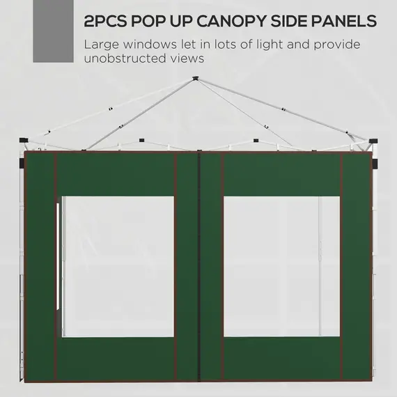 Buy Set of Two 295cm Replacement Canopy Walls - Green, 4 image