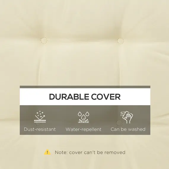 Buy Set of 4 Garden Seat Cushion with Ties, 42 x 42cm Replacement Dining Chair Seat Pad, Cream White, 5 image