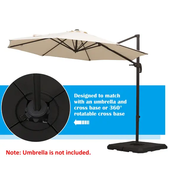 Buy Set of 4 Parasol Base Stand Weights for Cantilever Parasols, Water and Sand Filled, Up to 120kg, Black, 5 image
