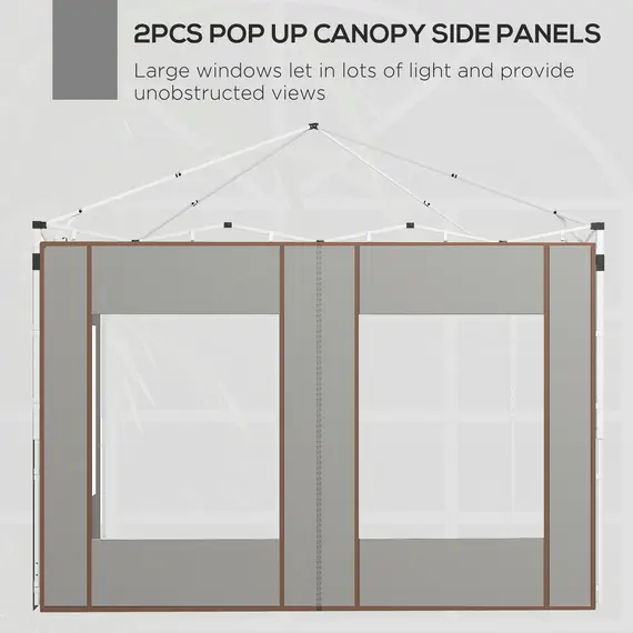 Buy Set of Two 295cm Replacement Canopy Walls - Grey, 6 image