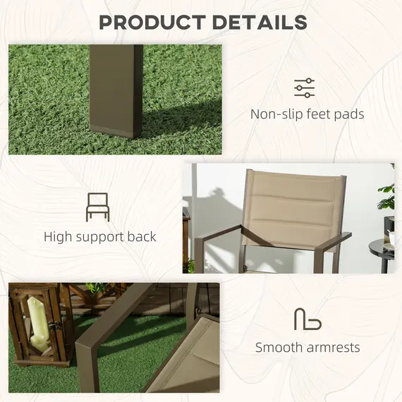 Buy Set of Two Aluminium Stacking Garden Chairs - Khaki, 6 image