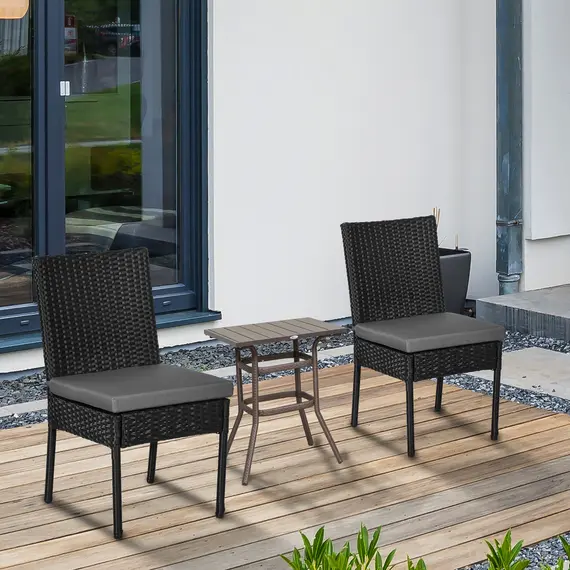 Buy Set of Two Armless Rattan Garden Chairs - Black, 2 image