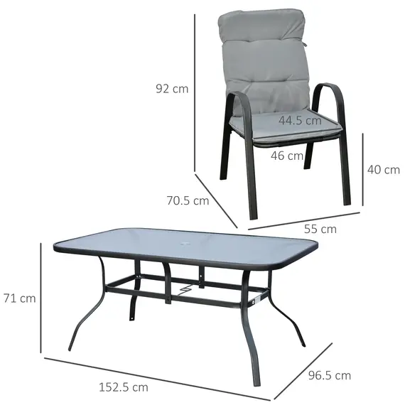 Buy Seven-Piece Garden Dining Set with Cushions - Grey, 3 image