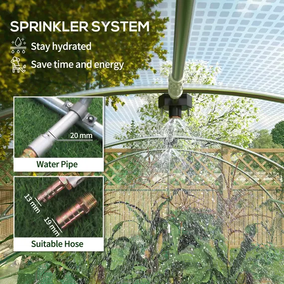 Buy Sprinkler System Polytunnel Greenhouse, 3 x 2m, Green, 4 image