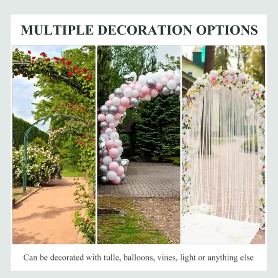 Buy Steel Frame Outdoor Garden Arch w/ 2-Seater Bench Black, 7 image
