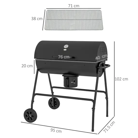 Buy Steel Charcoal BBQ, with Ash Catcher and Warming Rack, 3 image