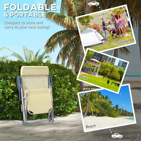 Buy Set of Two Sun Loungers, with Five-Position Adjustable Backs - Beige, 6 image
