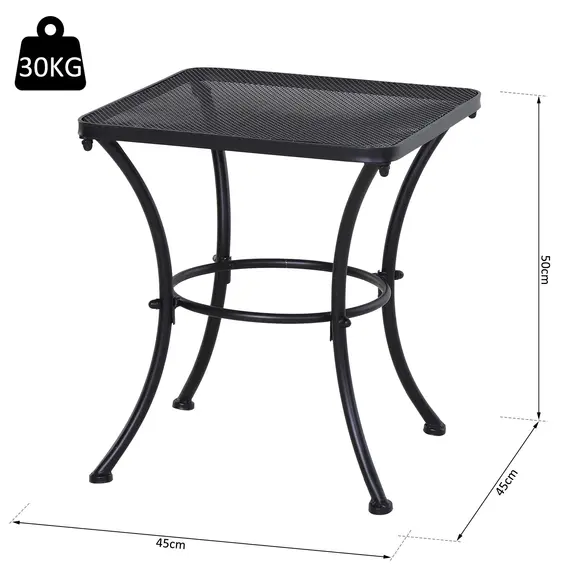Buy Square Garden Metal Bistro Table Outdoor Patio Coffee Side Desk - Black 45L X 45W X 50H CM, 3 image