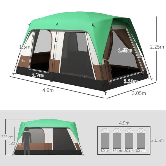 Buy Six-Man Camping Tent, with Small Rainfly and Accessories - Green, 3 image