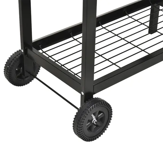 Buy Steel 2-Grill Charcoal BBQ w/ Wheels Black, 7 image