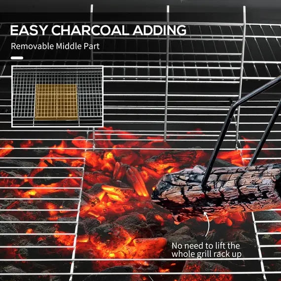 Buy Steel Charcoal BBQ, with Ash Catcher and Warming Rack, 5 image