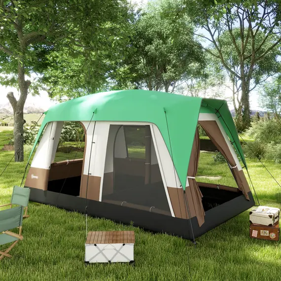 Buy Six-Man Camping Tent, with Small Rainfly and Accessories - Green, 2 image