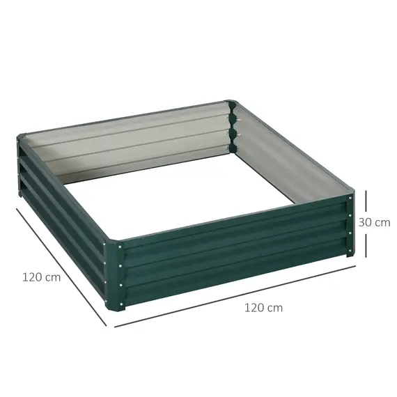 Buy Square Raised Garden Bed Box with Weatherized Steel Frame for Vegetables, Flowers, & Herbs, 120 x 120 x 30cm, Green, 3 image
