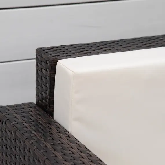 Buy Single Seater Rattan Chair, PE Wicker Garden Armchair with 10 cm Thickened Cushion, All-Weather Rattan Garden Chair with Armrests, Brown, 9 image