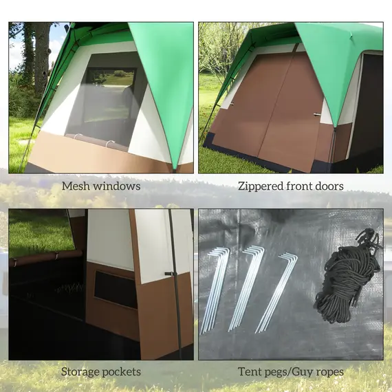 Buy Six-Man Camping Tent, with Small Rainfly and Accessories - Green, 8 image