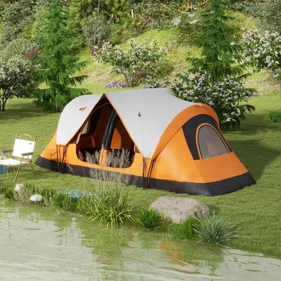 Buy Six-Man Tent, with Two Rooms, Small Rainfly and Accessories - Orange, 2 image