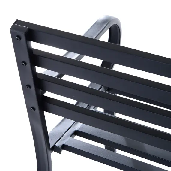 Buy Stylish 2 Seater Metal Garden Porch Chair Bench Stable Patio Outdoor Park Metal Bench - Black, 7 image