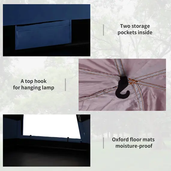 Buy Six Man Hexagon Camping Tent with Hang Hook and Carry Bag - Blue and Black, 6 image