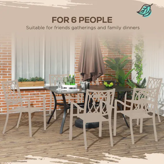 Buy Six-Seater Steel Garden Table, with Œ€41mm Parasol Hole - Wood-Effect, 4 image