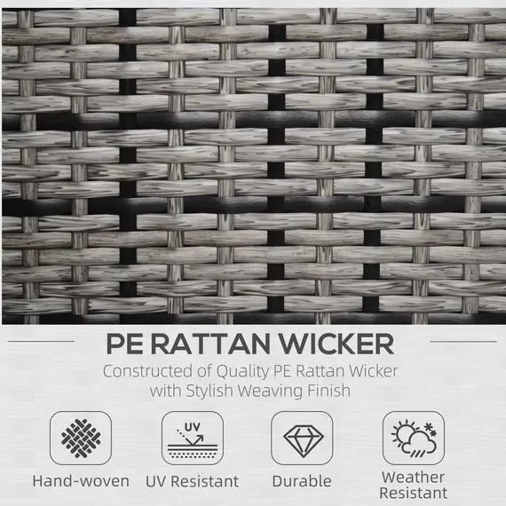 Buy Single Seater Rattan Chair Sofa with 10 cm Thick Padded Cushion, All-Weather PE Wicker Weave Garden Armchair with Armrests, Grey, 4 image