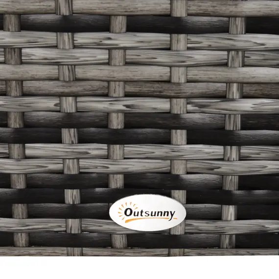 Buy Square PE Rattan Garden Table, with Glass Table Top - Grey, 8 image
