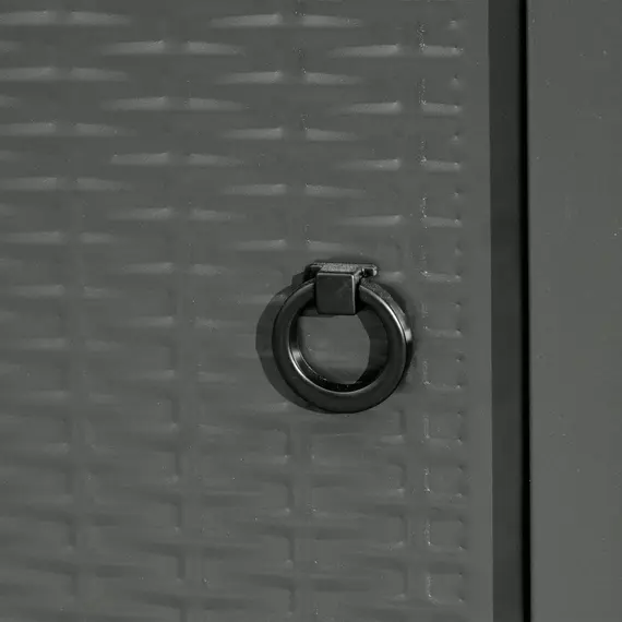 Buy Square Propane Gas Fire Pit Table, 40000 BTU Rattan Smokeless Firepit Patio Heater with Protective Cover, Lava Rocks and Lid, 71cm x 71cm x 62cm, Black, 9 image