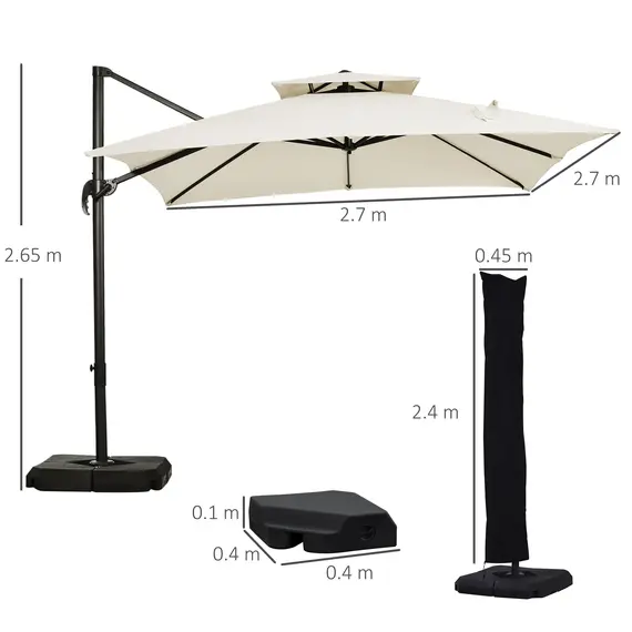 Buy Steel Frame Outdoor Roma Cantilever Umbrella, 3 image