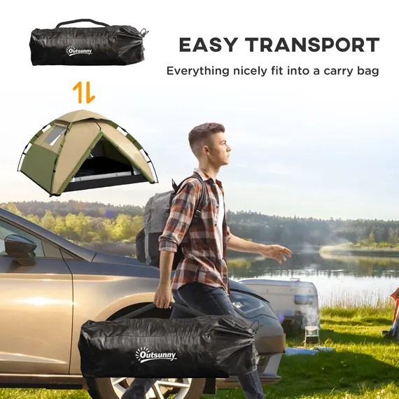 Buy Two-Man One Room Camping Tent, with Accessories - Dark Green, 7 image