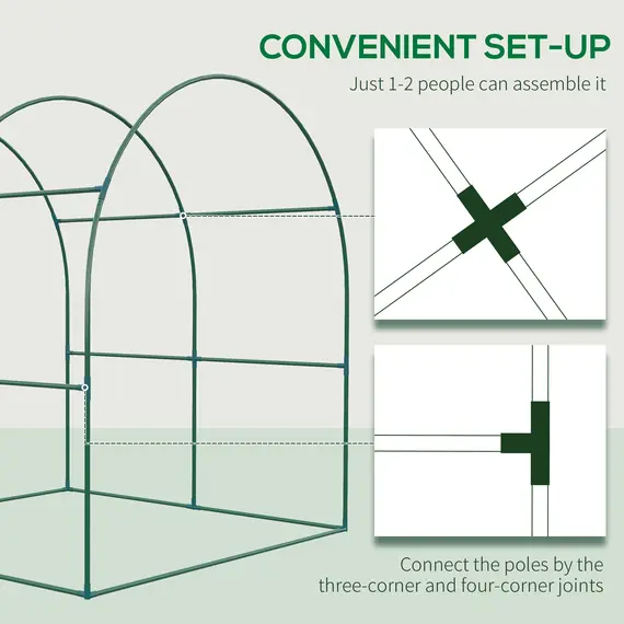Buy Walk in Polytunnel Greenhouse, Green House for Garden with Roll-up Window and Door, 1.8 x 1.8 x 2 m, Green, 7 image