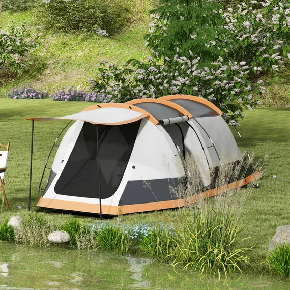 Buy Three-Man Camping Tent, with Two Rooms and Porch - Orange, 2 image