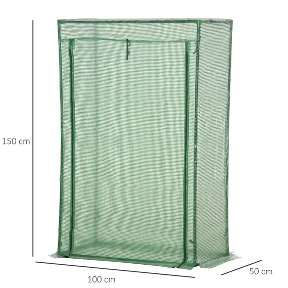 Buy Tomato Greenhouse with Roll-up Door, Mini Greenhouse with PE Cover, Outdoor Grow House Small Green House for Yard, Balcony, Garden, 100 x 50 x 150cm, Green, 3 image