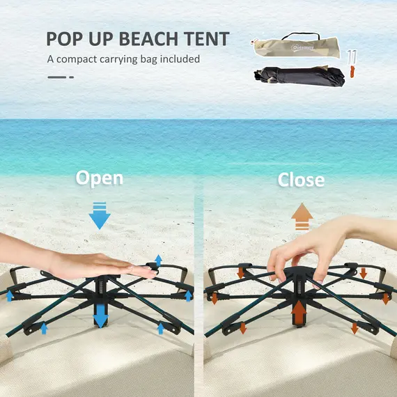 Buy Three-Man UPF15+ Beach Tent, with Extended Floor - Green, 4 image