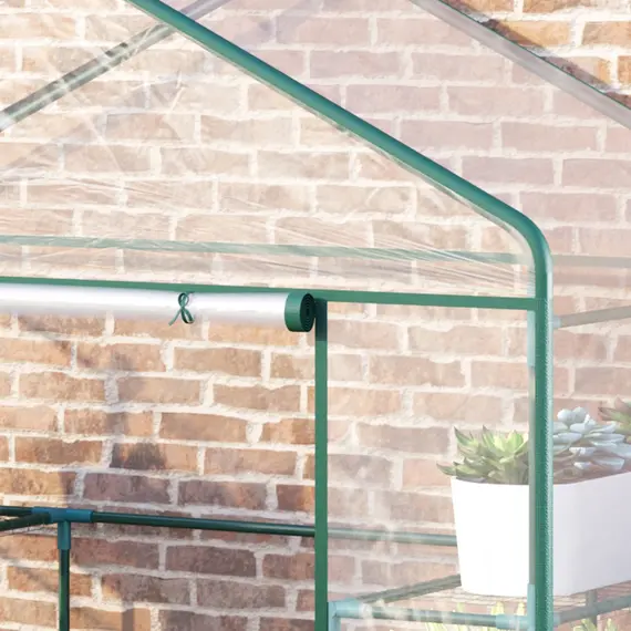 Buy Walk in Greenhouse with 4-Tier 8 Shelves, Green House with Hemmed Cover, Roll-up Zipped Door, Steel Frame, 143 x 73 x 195cm, 8 image