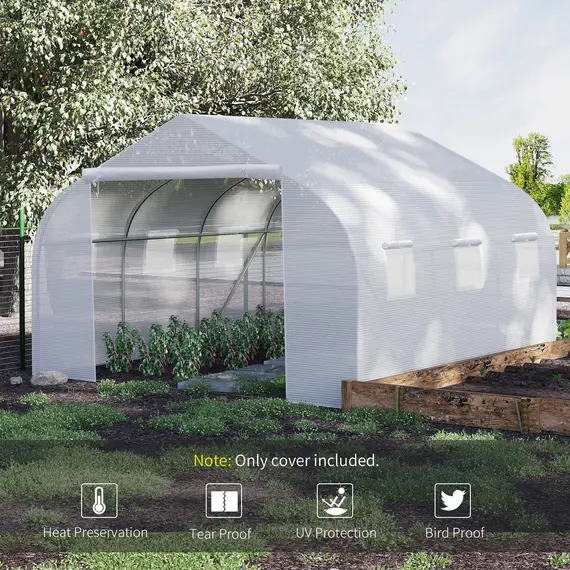 Buy Walk In Greenhouse Cover Replacement Plant Growhouse PE Cover 4.5x3x2m White, 4 image