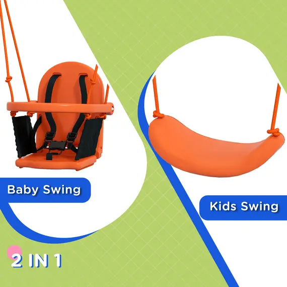 Buy Two-In-One Toddler Garden Swing, with Comfortable Seat, Safety Belt - Orange and Blue, 5 image
