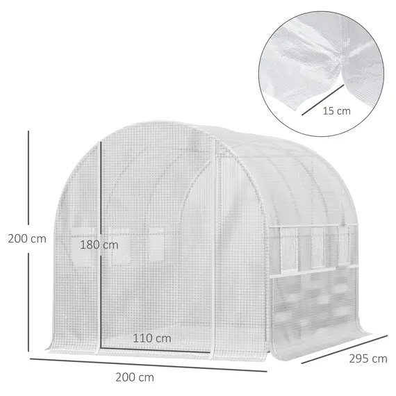 Buy Walk-in Polytunnel Greenhouse Green House with Roll-up Sidewalls, UV-resistant PE Cover, 3 x 2 x 2m, White, 3 image