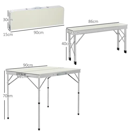 Buy Three-Piece Aluminium Folding Picnic Table and Bench Set, 3 image
