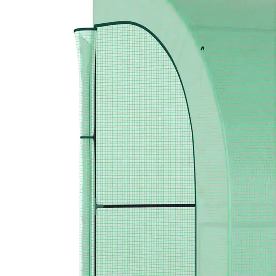 Buy Walk-In Lean to Greenhouse with Windows and Zippered Doors, 2 Tiers 6 Wired Shelves 300L x 150W x 213Hcm Green, 8 image